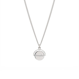 Personalised Halo Spinner Silver Necklace