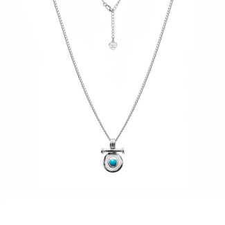 Mosaic Turquoise Silver Necklace