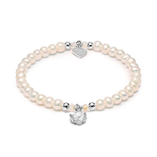 Poppy Pearl Silver Bracelet - Flower