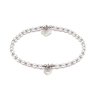 Pretty Pearl Heart Silver Charm Bracelet