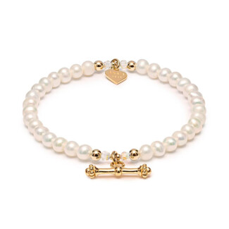 Poppy Pearl Gold Plated Bracelet - T-Bar