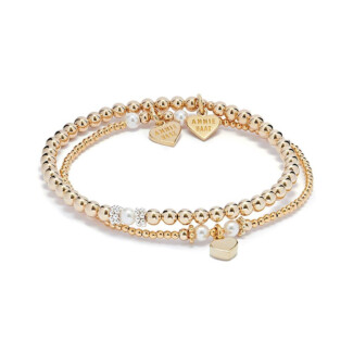 Pearly Gold Plated Bracelet Stack