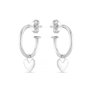 Weeny Heart Silver Hoop Earrings