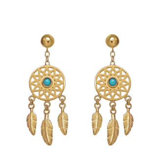 Outlet Turquoise Dreamcatcher Gold Earrings