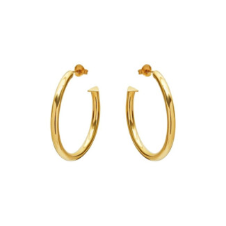 NU & MII Midi Hollow Hoops Gold Plated Earrings