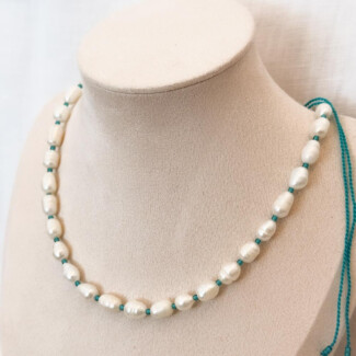 Freshwater Pearl and Cord Necklace - Choice of Colour