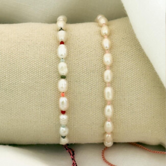 Freshwater Pearl and Cord Bracelet - Choice of Colour