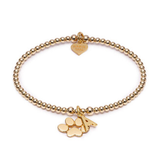 Anna Bella Gold Plated Charm Bracelet - Paw & Initial