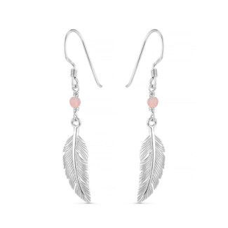 Feather Gem Silver Earrings  - Choice of Colour