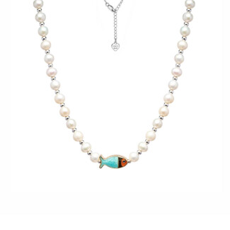 Pisces Fish Blue Pearl Necklace