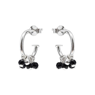 Gotri Silver Hoop Earrings - Black Onyx