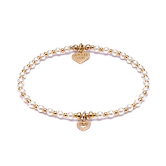 Pretty Pearl Heart Gold Plated Charm Bracelet