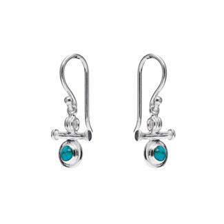 Mosaic Turquoise Silver Hook Earrings