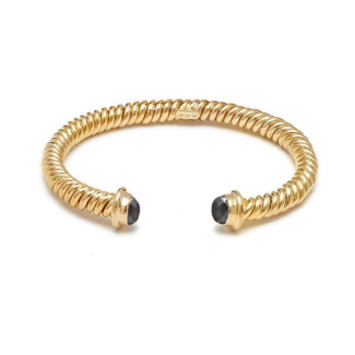 Hematite Twirl Gold Bangle