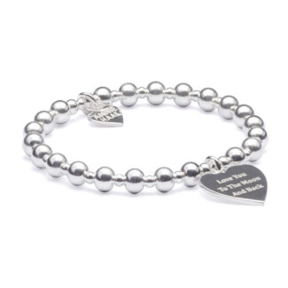 Orchid Silver Charm Bracelet - Love You to the Moon and Back