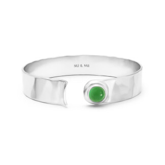 NU & MII Seville Silver Bangle - Green Agate