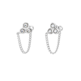 NU & MII Crystal Trio Chain Stud Silver Earrings