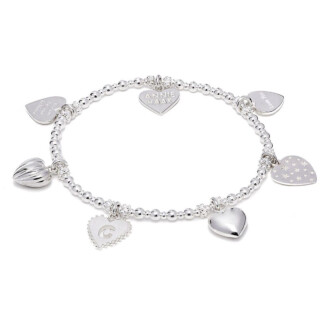 Sentiment of Hearts Silver Charm Bracelet