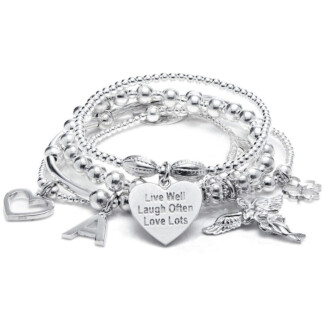 Sama My Guardian Angel Bracelet Stack - Sterling Silver 