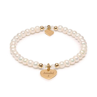 Poppy Pearl Gold Plated Bracelet - Personalised Heart