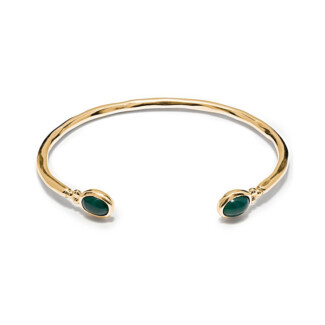 NU & MII Jade Oval Gold Plated Bangle