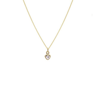 Tiny Crystal Heart Gold Plated Necklace