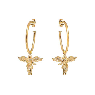 My Guardian Angel Hoop Gold Plated Earrings