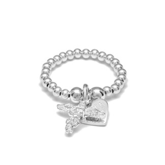 Santeenie Silver Charm Ring - My Guardian Angel