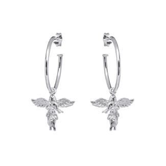 My Guardian Angel Hoop Silver Earrings