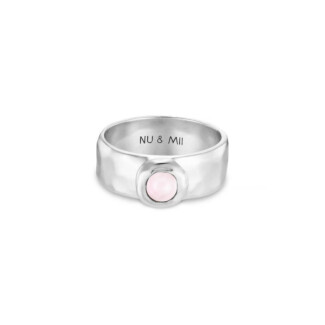 NU & MII Clara Band Rose Quartz Silver Ring