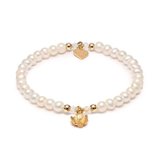 Poppy Pearl Gold Plated Bracelet - Flower