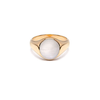 NU & MII Ivory Signet Gold Plated Pinky Ring