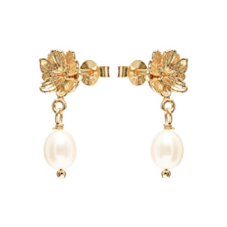 Poppy Pearl Gold Plated Stud Earrings