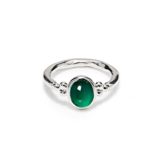 NU & MII Jade Oval Silver Ring