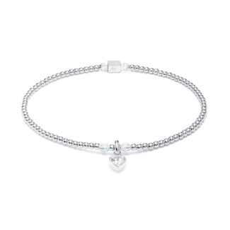 Blissful Crystal Heart Silver Charm Bracelet