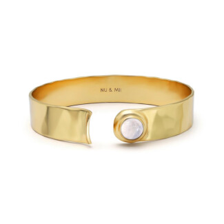 NU & MII Seville Gold Plated Bangle - Moonstone