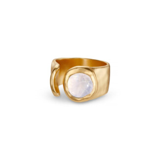 NU & MII Seville Gold Plated Ring - Moonstone