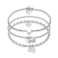Hearts of Love 925 Sterling Silver Bracelet Stack