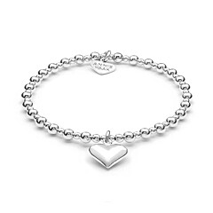 Mini Orchid Sterling Silver Charm Bracelet - Solid Heart
