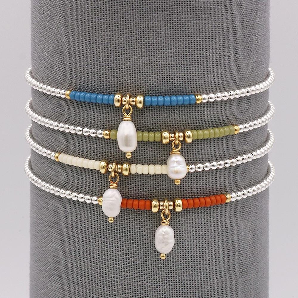 Maisie Mixed Metal Pearl Bracelet - Choice of Colour