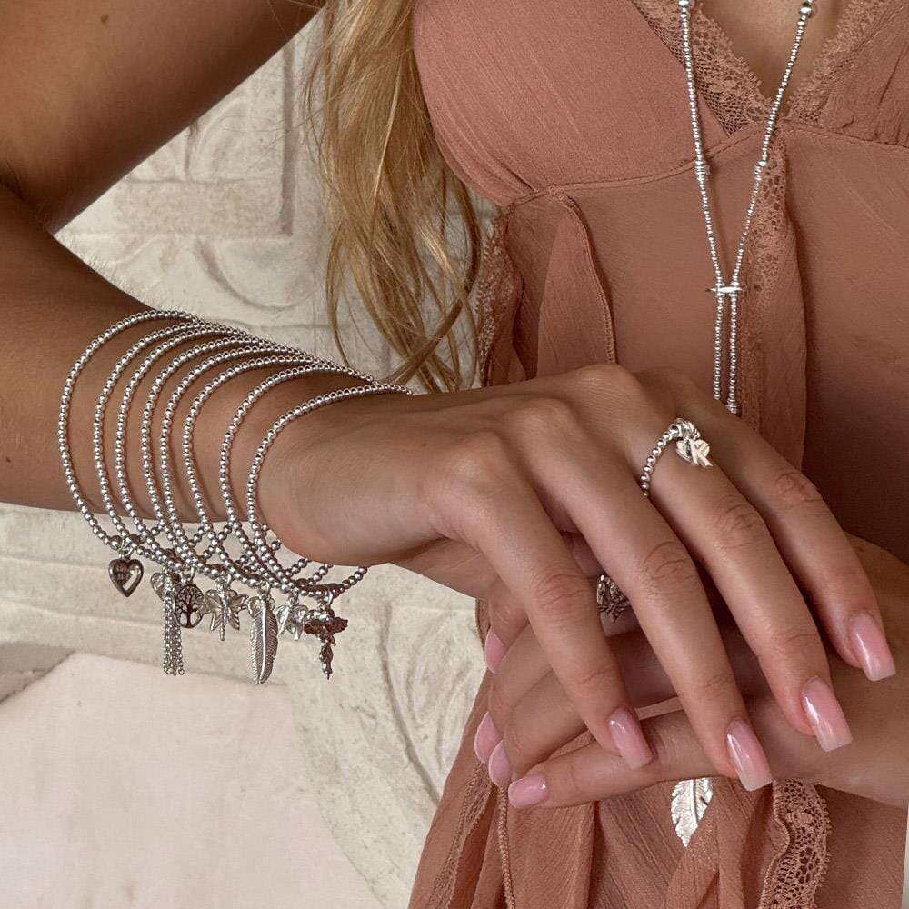 Santeenie Silver Charm Bracelet - Open Heart