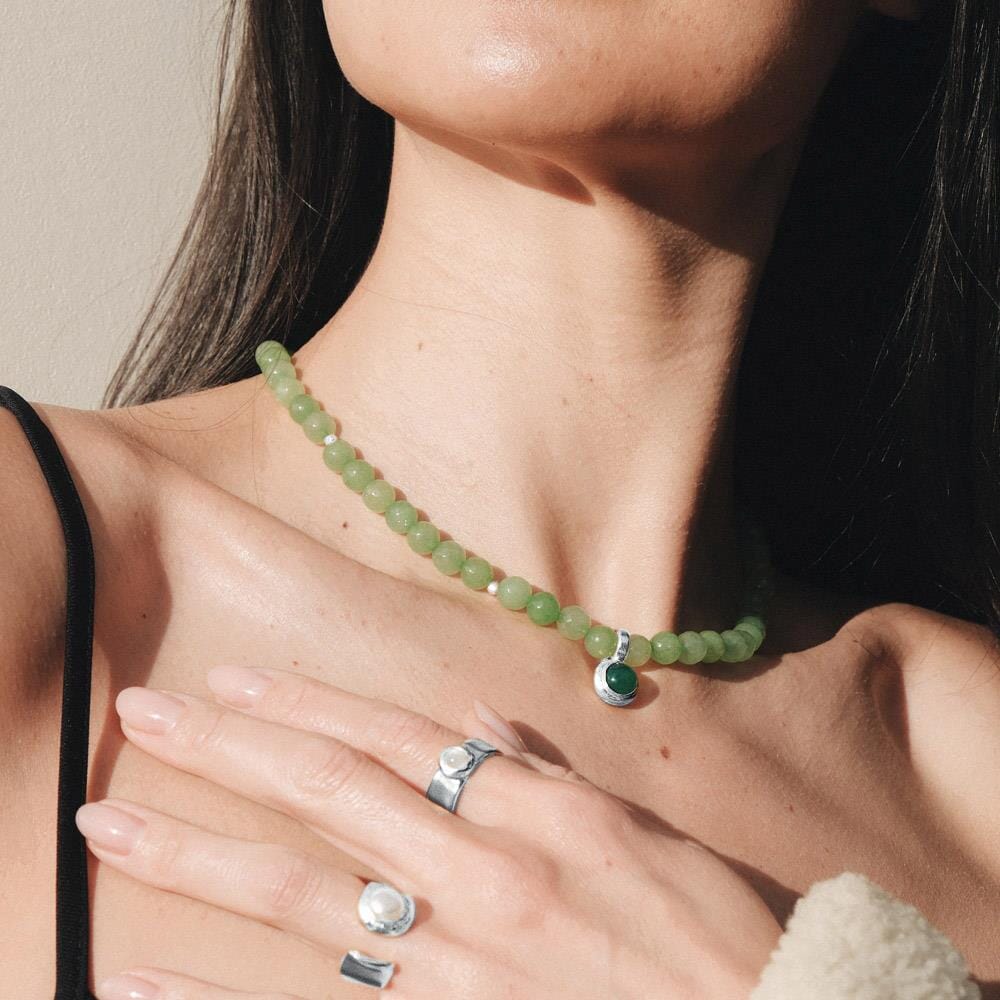 NU & MII Seville Green Silver Necklace