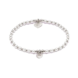 Pretty Pearl Heart Silver Charm Bracelet