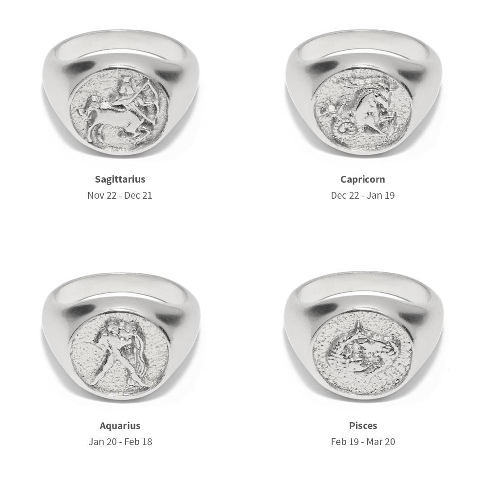 NU & MII Zodiac Signet Silver Ring