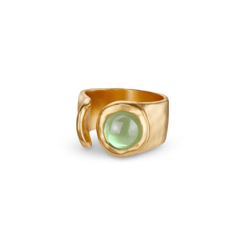 NU & MII Seville Gold Plated Ring - Green Phrenite
