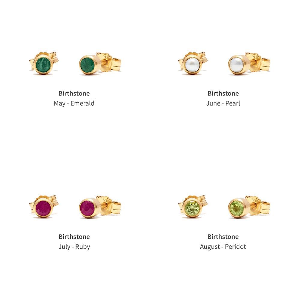 Zodiac Gold Plated Stud Earrings - Birthstone