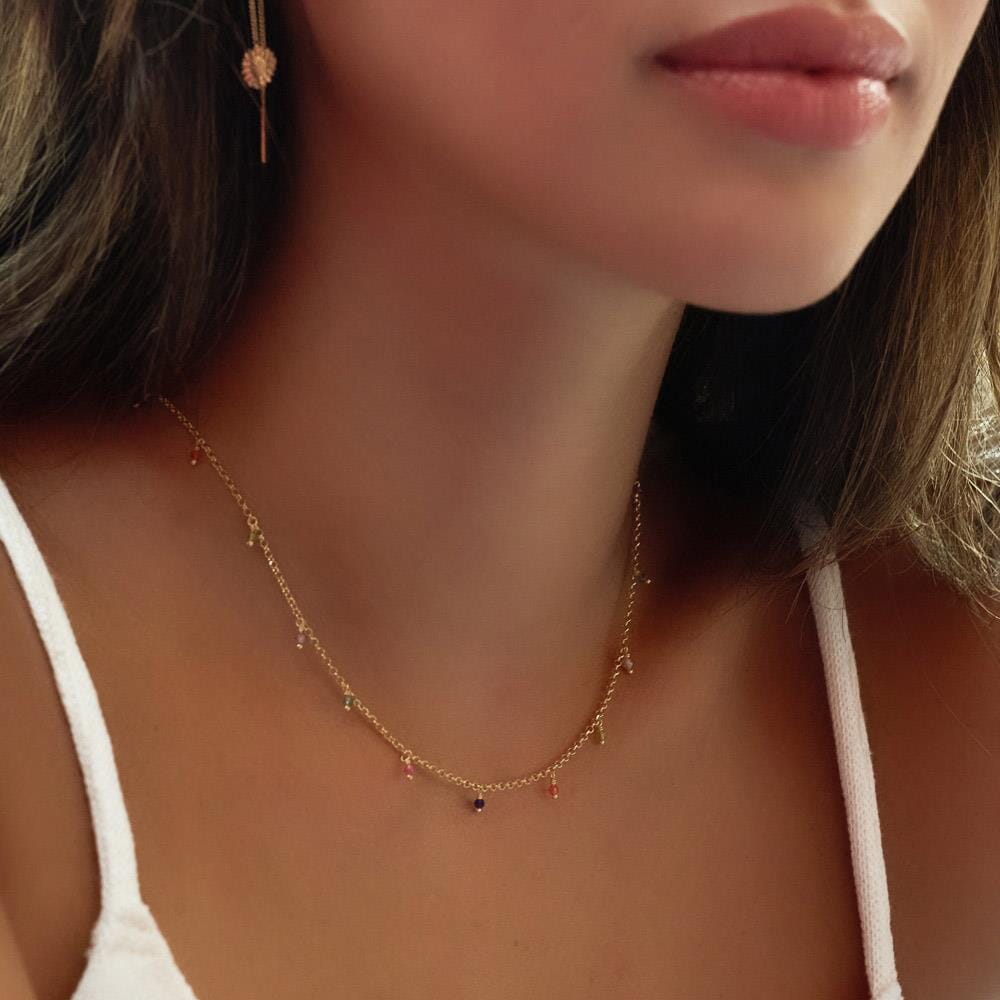 Outlet Multi Gem Gold Plated Necklace