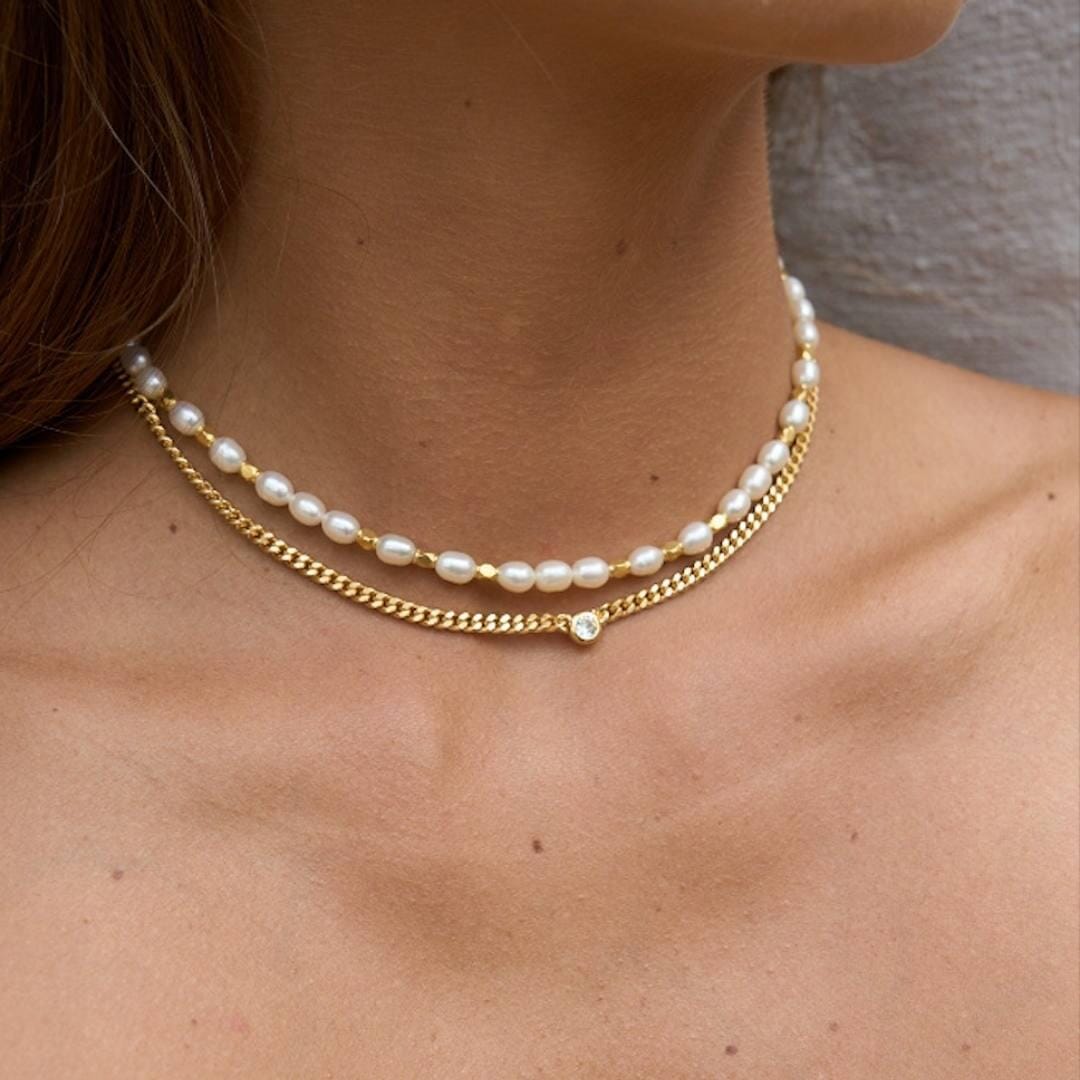 Outlet NU & MII Manhattan Gold Plated Necklace - Clear Crystal