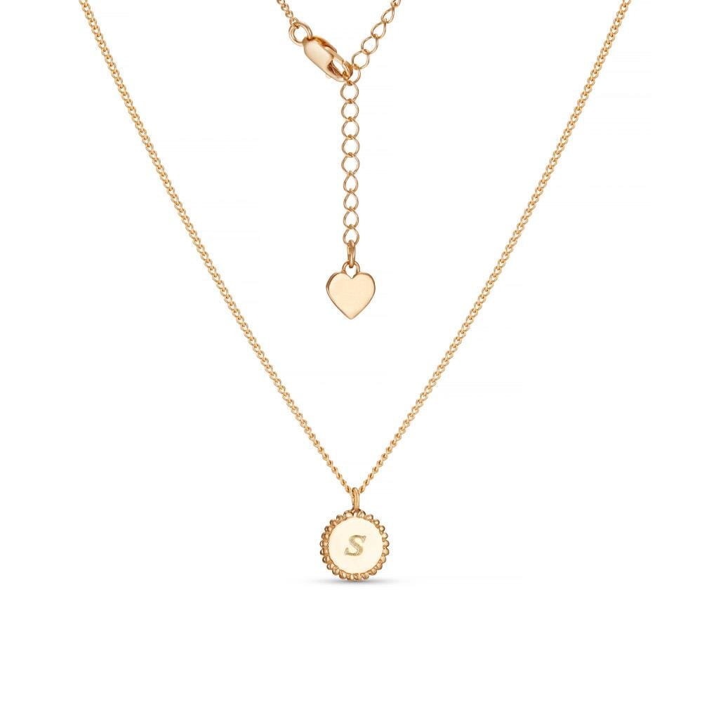 Doily Heart Gold Plated Necklace - Engraved Initial