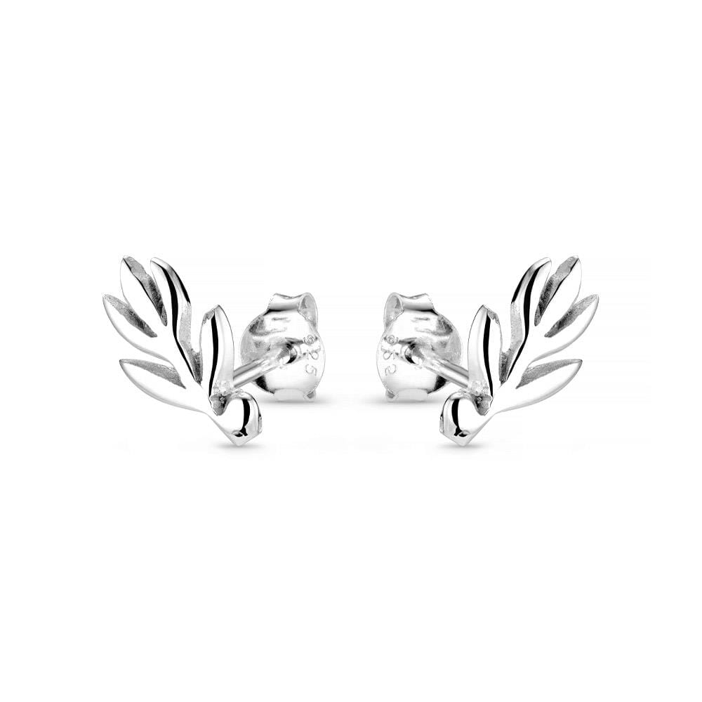 Olive Leaf Silver Stud Earrings